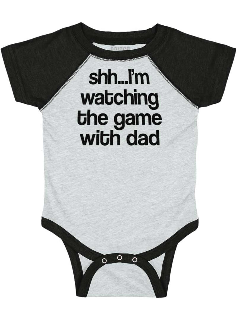 Watching the Game Raglan Romper Bodysuit-Direct To Garment Print-Brisco Baby