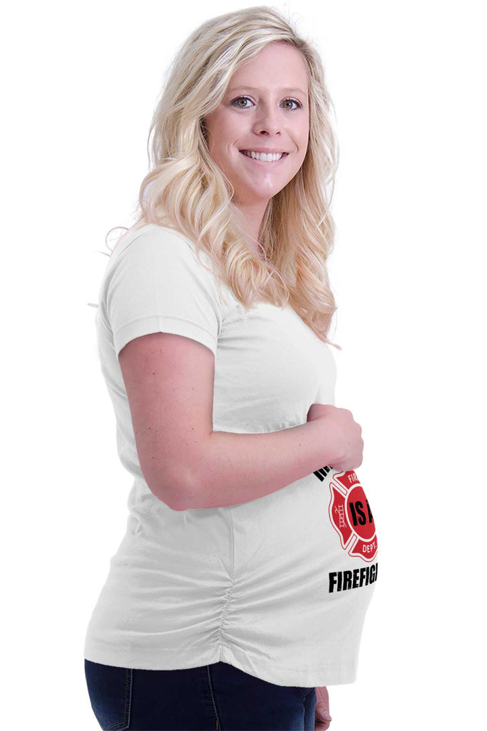 My Daddy Is A Fire Department Fighter Maternity T-Shirt-Direct To Garment Print-Brisco Baby