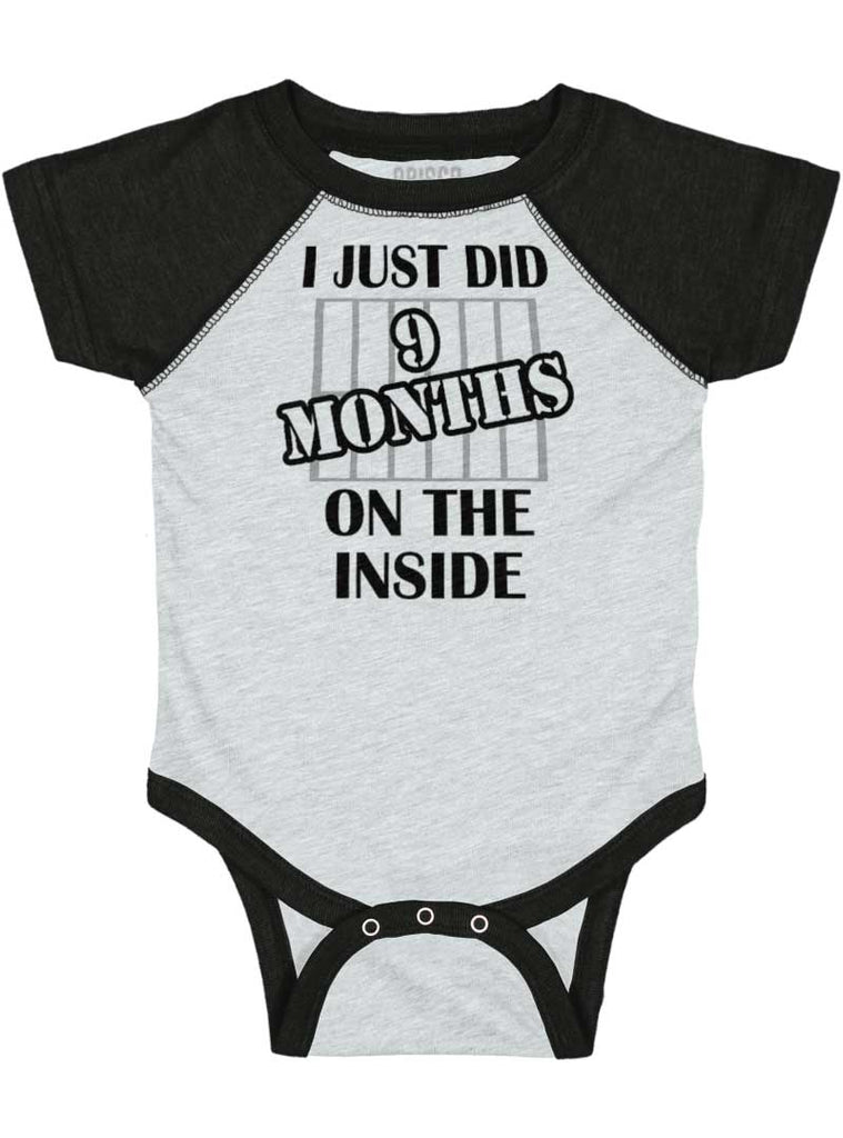 9 Months On The Inside Raglan Romper Bodysuit-Direct To Garment Print-Brisco Baby