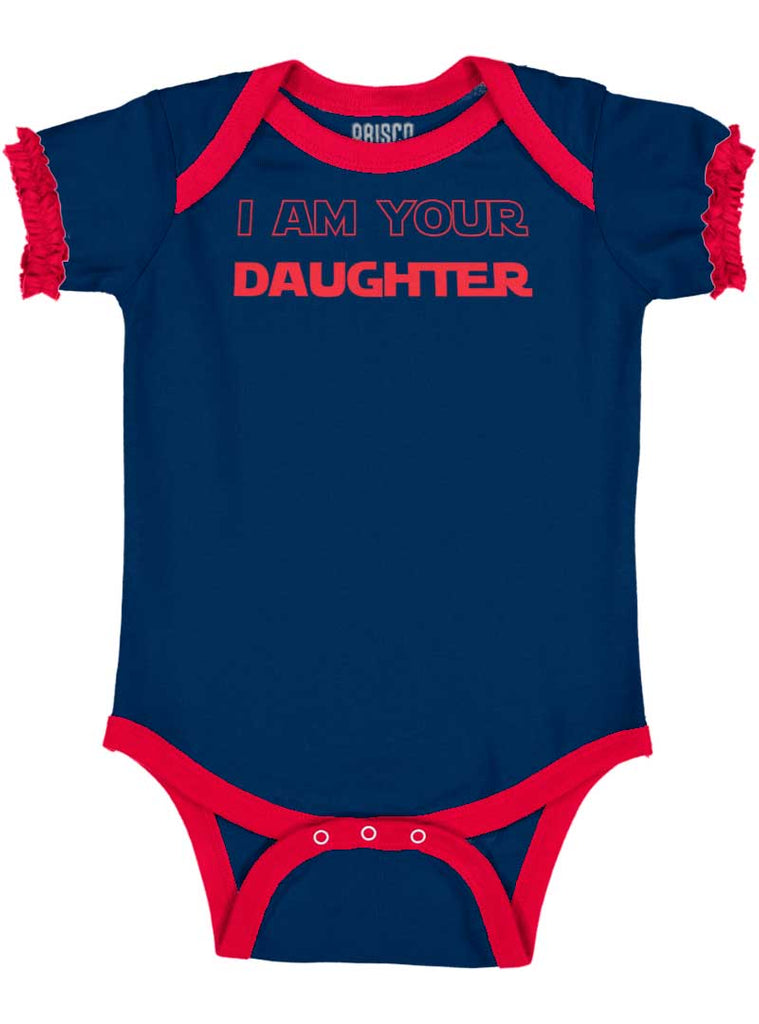 I Am Your Daughter Baby Ruffled Trim Romper-Direct To Garment Print-Brisco Baby