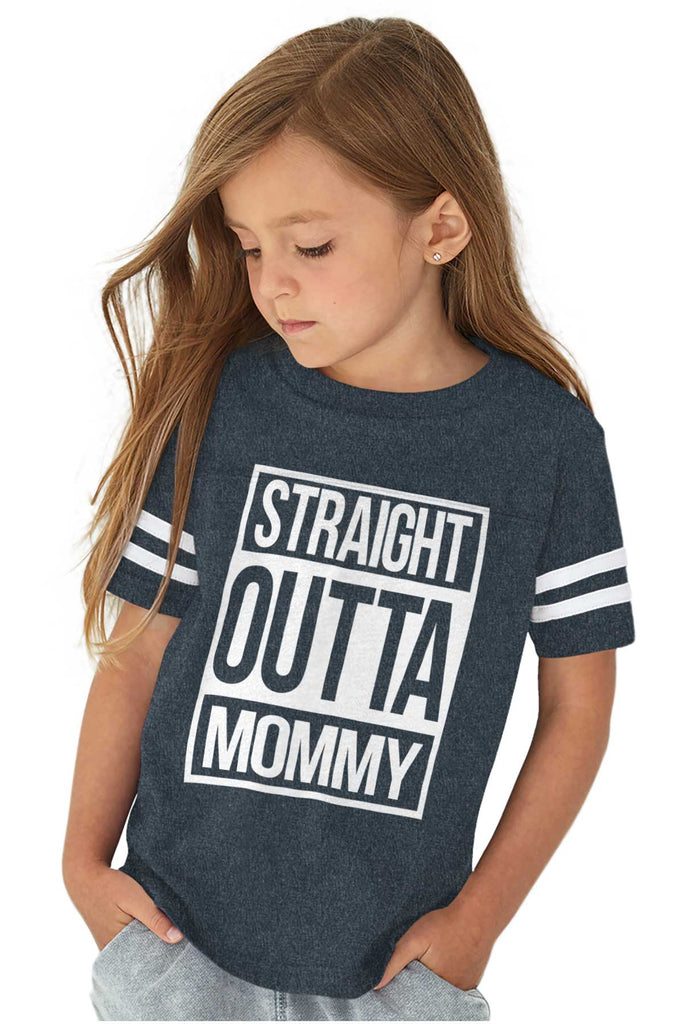 Straight Outta Mommy Toddler Football Jersey Tee-Direct To Garment Print-Brisco Baby