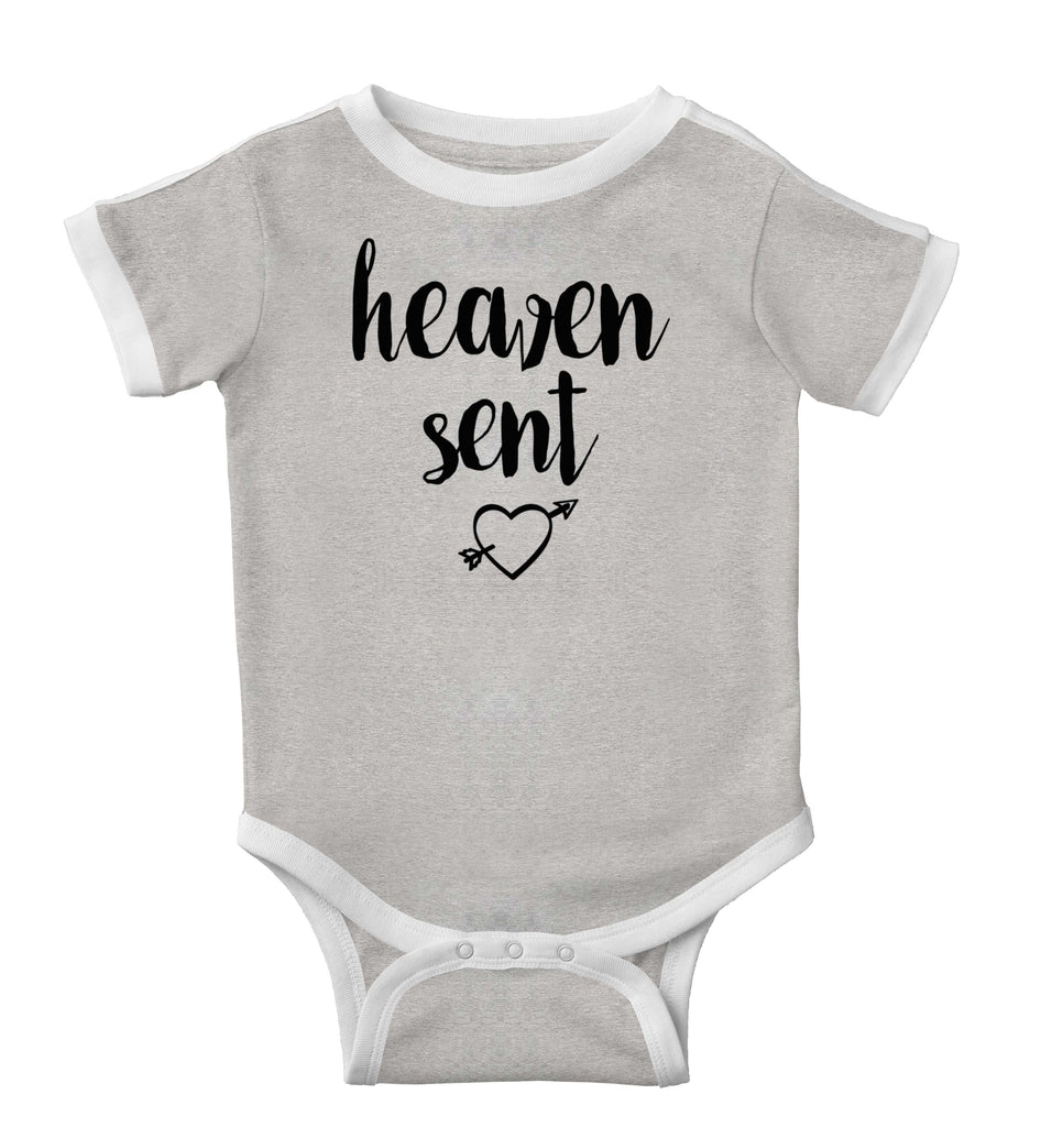 Heaven Sent Ringer Romper Bodysuit-Direct To Garment Print-Brisco Baby