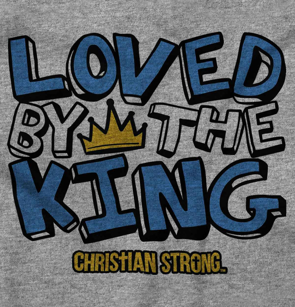 Loved By The King Football Romper Bodysuit-Direct To Garment Print-Brisco Baby