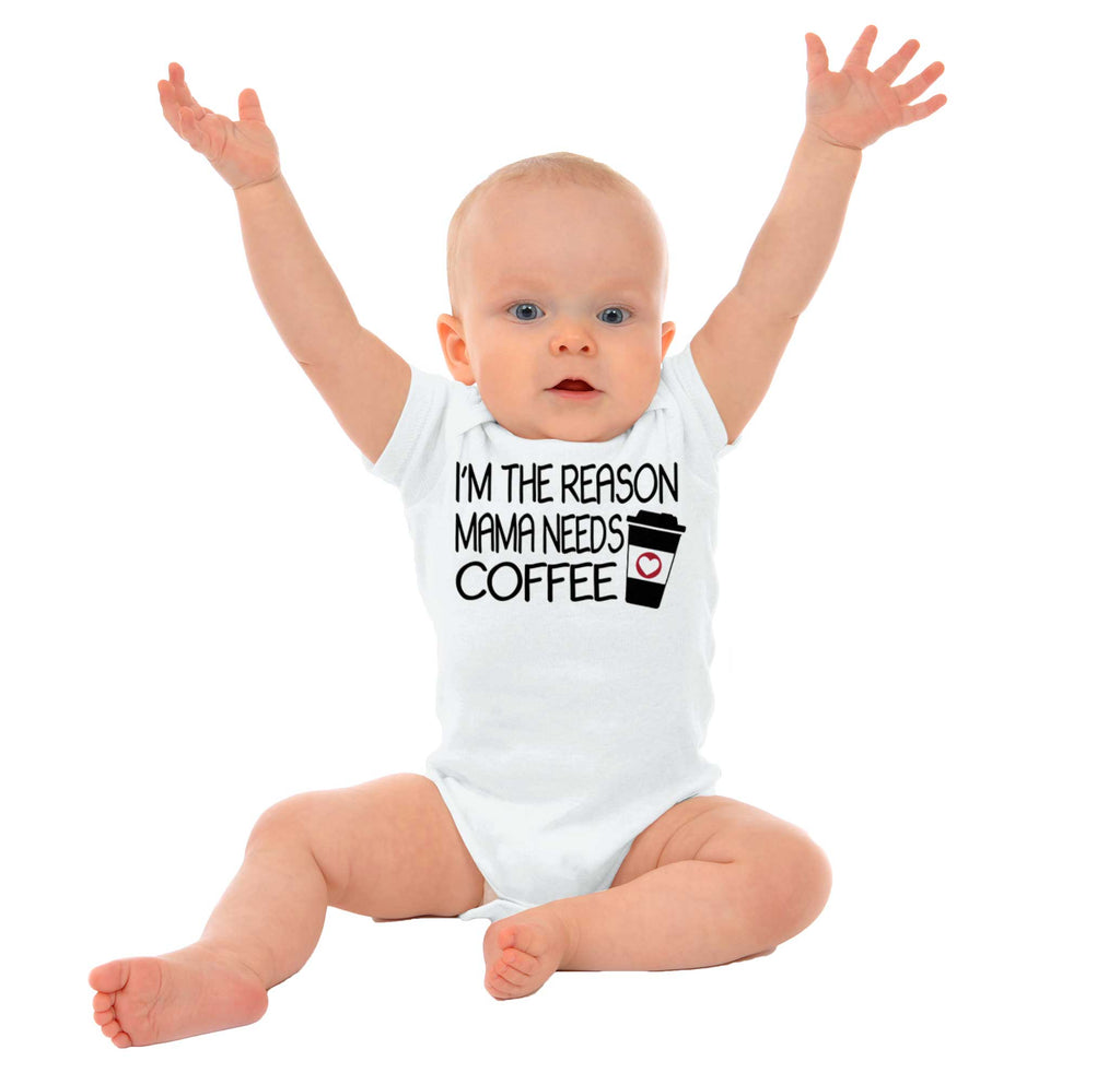 Mama Needs Coffee Romper Bodysuit-Direct To Garment Print-Brisco Baby