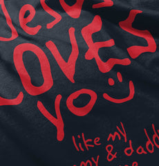 Jesus Loves You Toddler Ruffled Trim T-Shirt-Direct To Garment Print-Brisco Baby