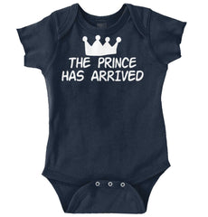 The Prince Has Arrived Romper Bodysuit-Direct To Garment Print-Brisco Baby