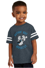 Nothing But Muscle Toddler Football Jersey Tee-Direct To Garment Print-Brisco Baby