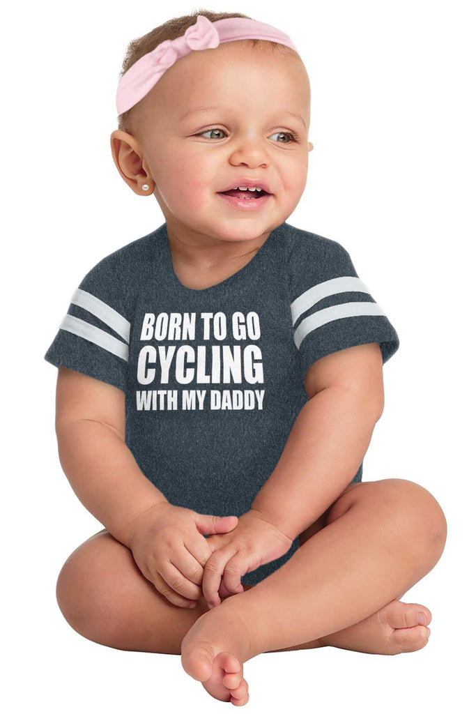 Cycling With Daddy Football Romper Bodysuit-Direct To Garment Print-Brisco Baby