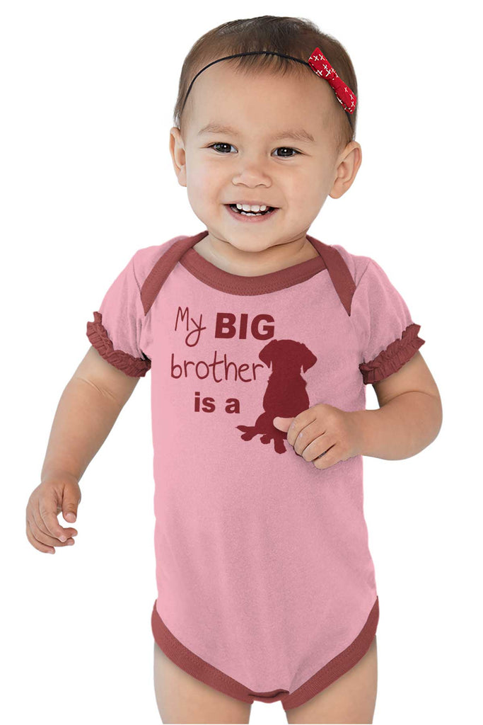 Brother is a Dog Baby Ruffled Trim Romper-Direct To Garment Print-Brisco Baby