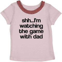 Watching the Game Toddler Ruffled Trim T-Shirt-Direct To Garment Print-Brisco Baby