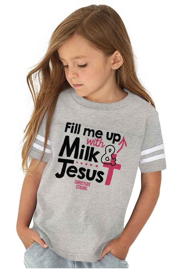 Milk And Jesus Toddler Football Jersey Tee-Direct To Garment Print-Brisco Baby