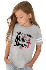 Milk And Jesus Toddler Football Jersey Tee-Direct To Garment Print-Brisco Baby