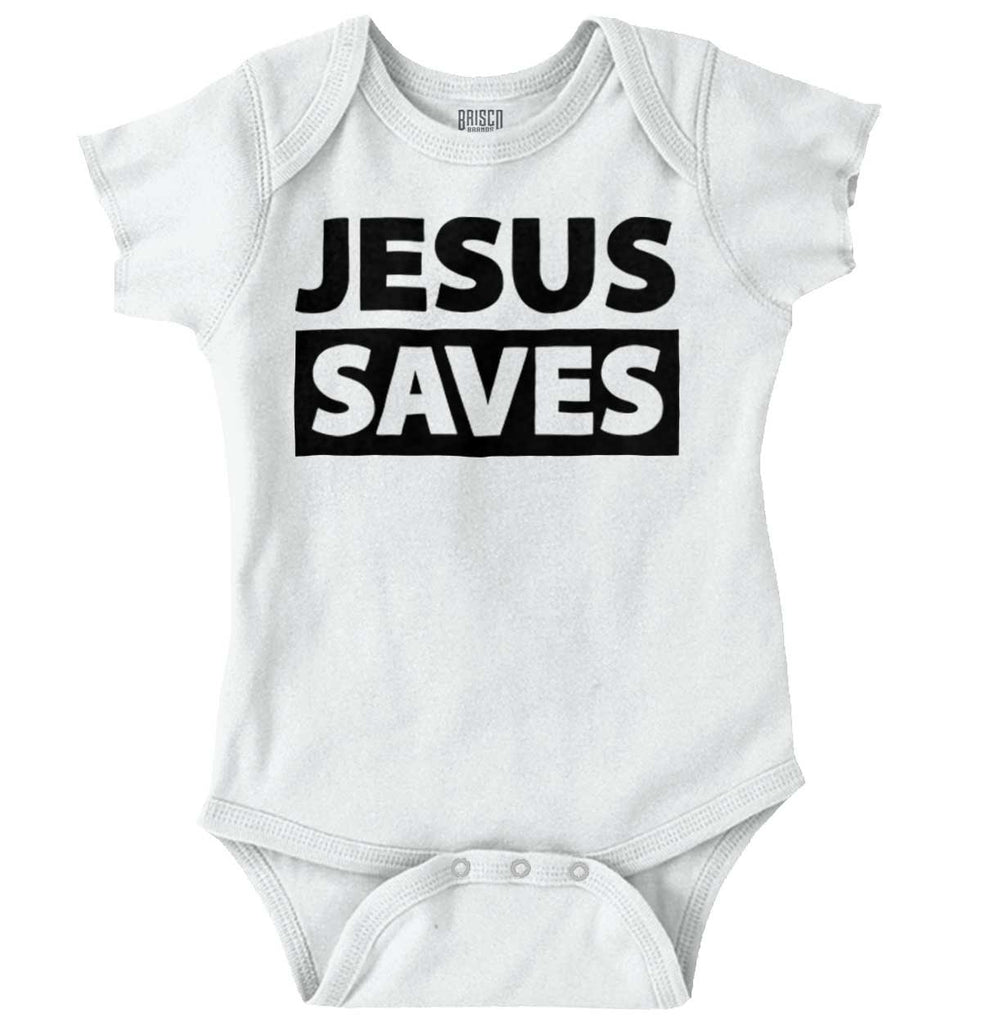 Jesus Saves Romper Bodysuit-Direct To Garment Print-Brisco Baby