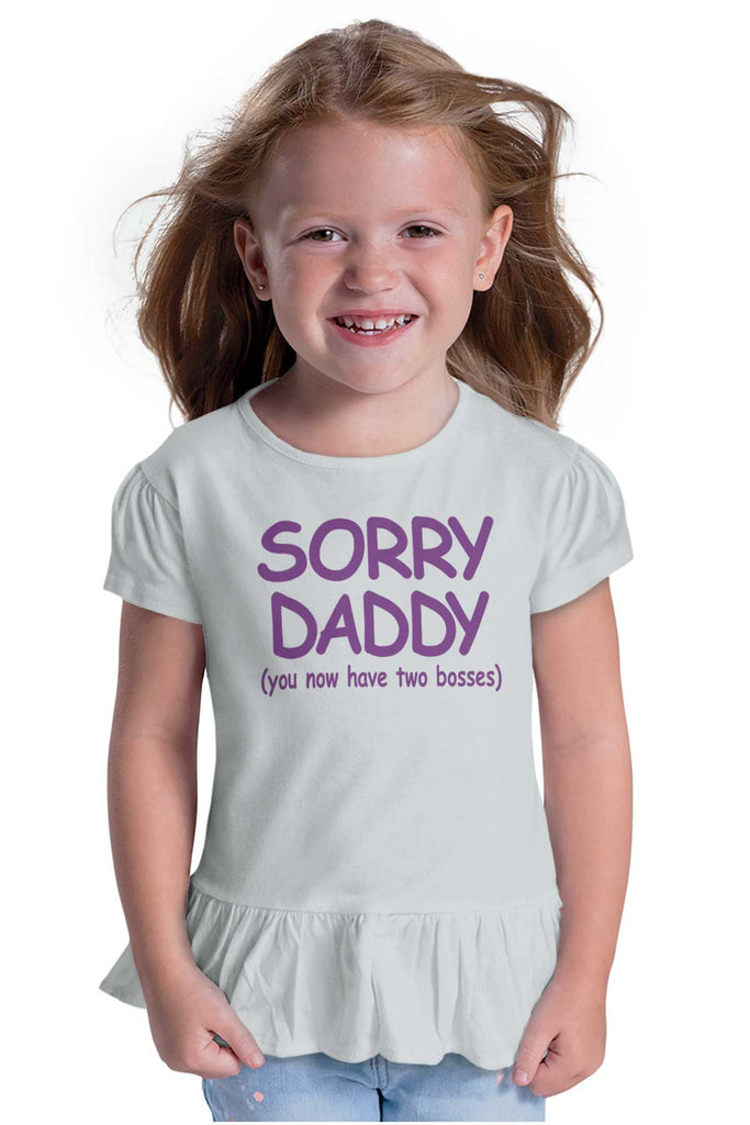 Sorry Daddy Toddler Ruffle Bottom Tee-Direct To Garment Print-Brisco Baby