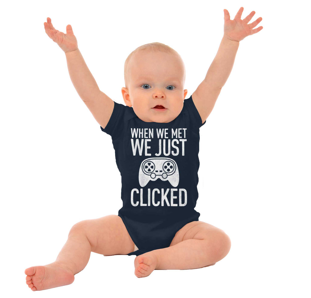 We Just Clicked Video Game Nerd Romper Bodysuit-Direct To Garment Print-Brisco Baby