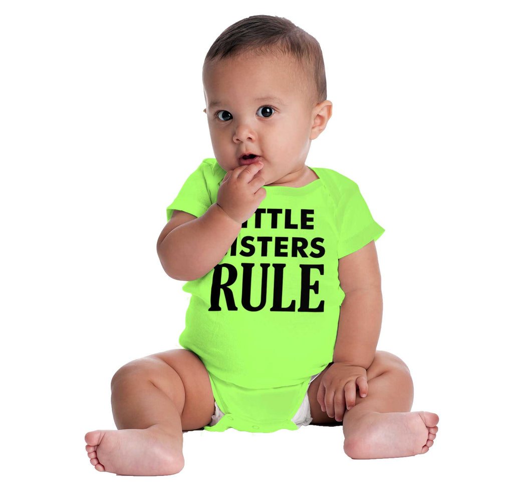 Little Sisters Rule Romper Bodysuit-Direct To Garment Print-Brisco Baby