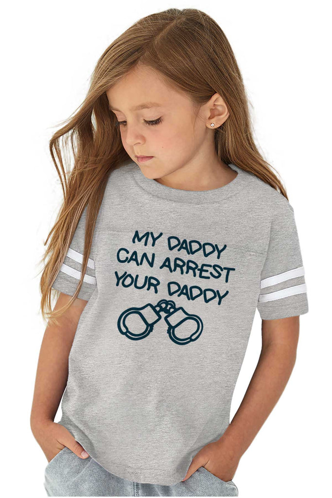 Arrest Your Daddy Toddler Football Jersey Tee-Direct To Garment Print-Brisco Baby