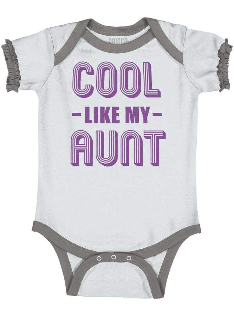 Aunt is Single Baby Ruffled Trim Romper-Direct To Garment Print-Brisco Baby