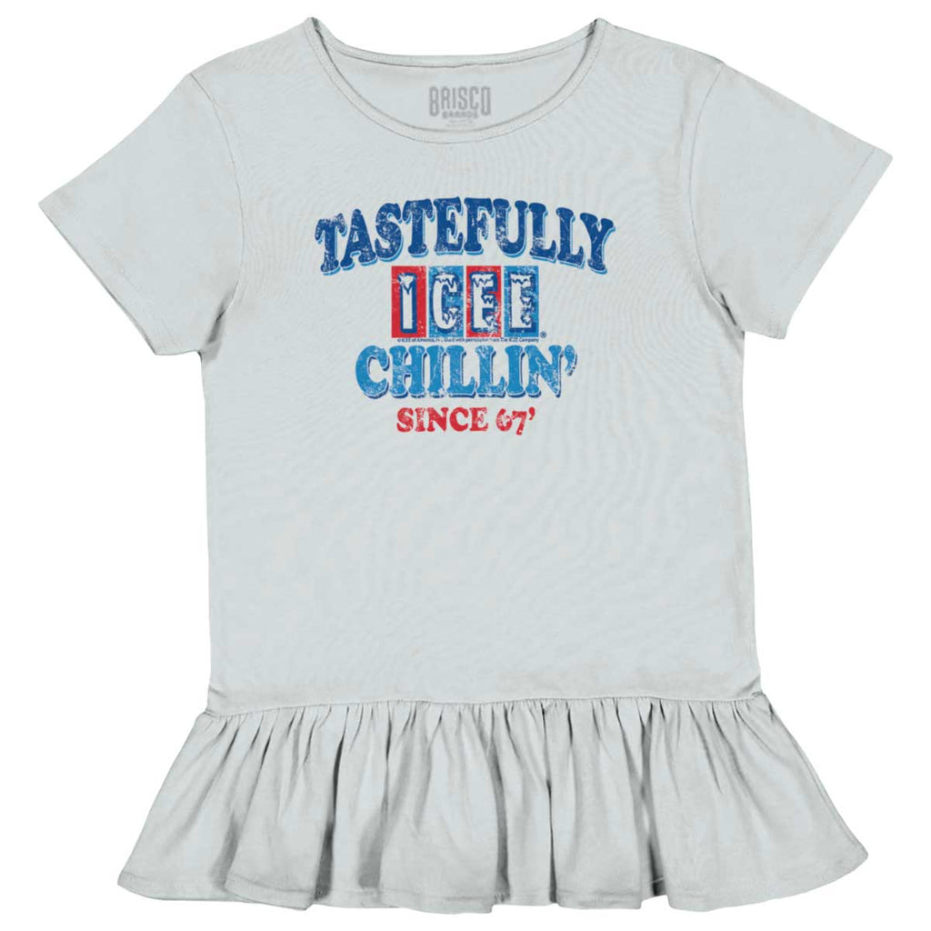 Chillin Since '67 Toddler Ruffle Bottom Tee-Direct To Garment Print-Brisco Baby