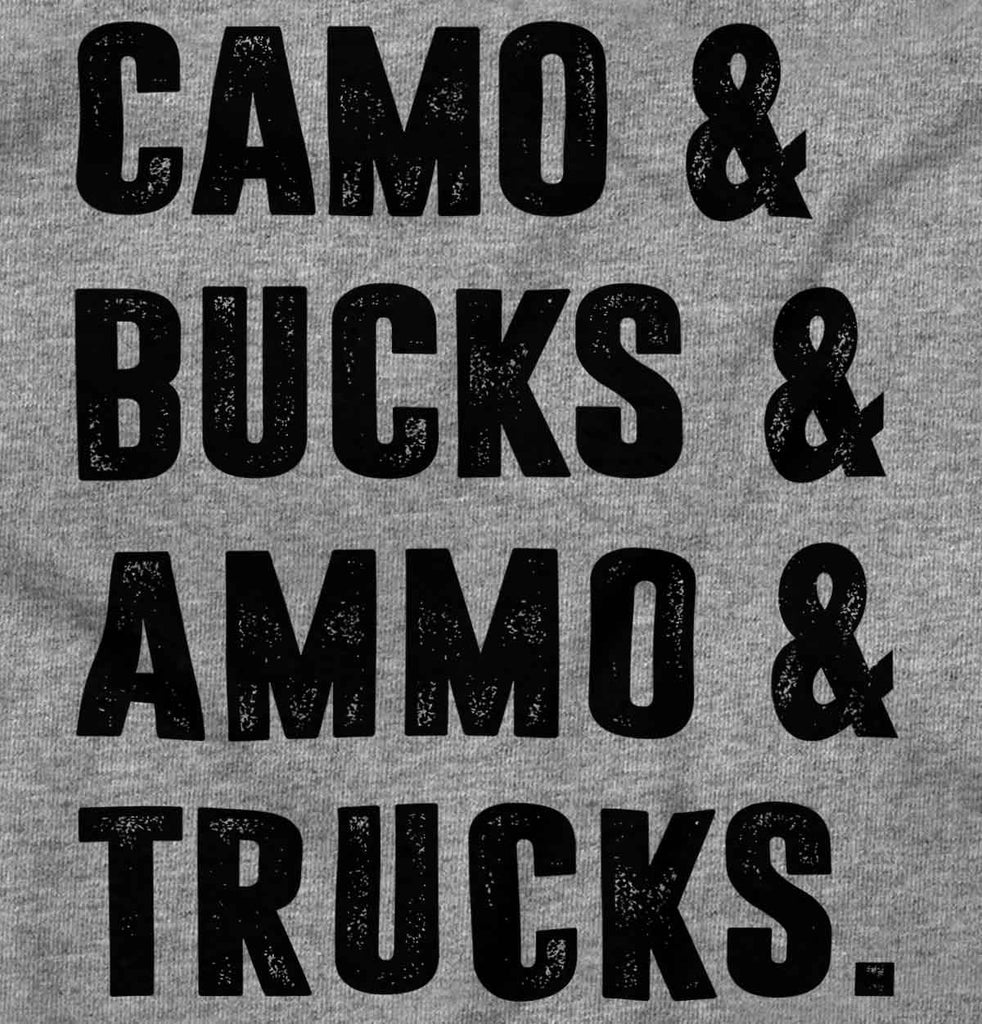 Camo Bucks Ammo Trucks Romper Bodysuit-Direct To Garment Print-Brisco Baby