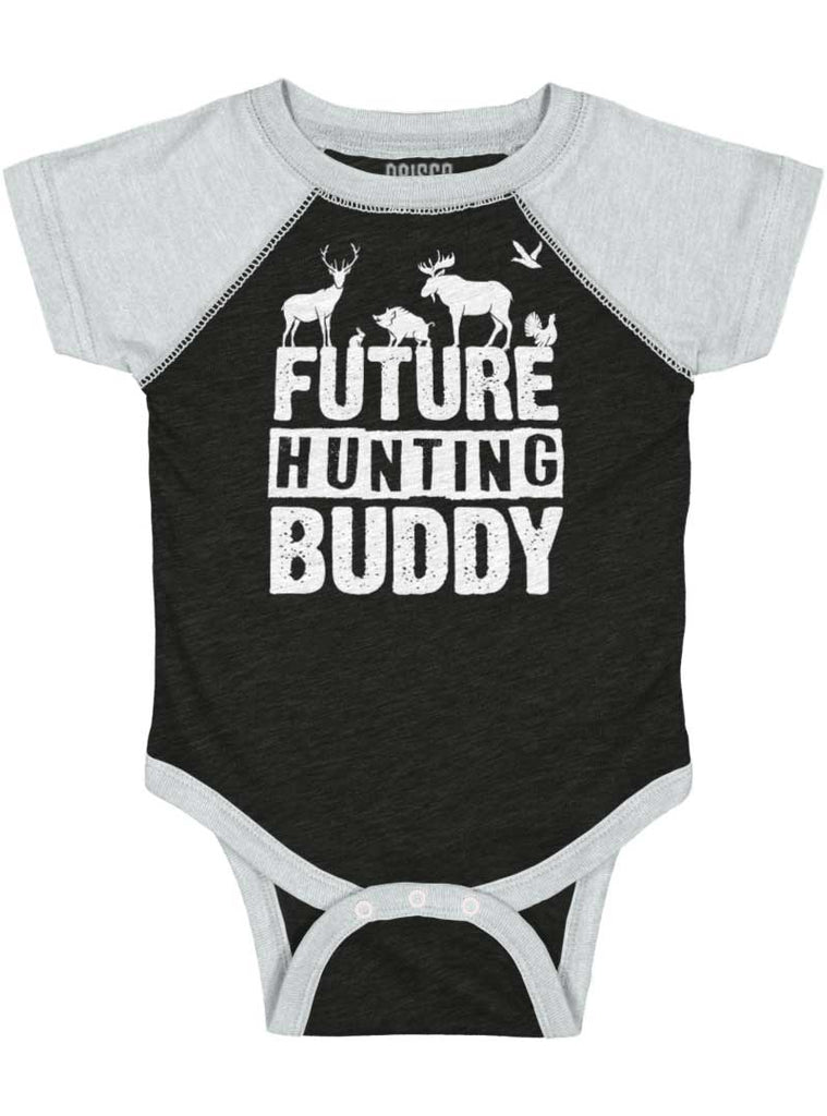 Future Deer Hunting Bud Raglan Romper Bodysuit-Direct To Garment Print-Brisco Baby