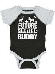 Future Deer Hunting Bud Raglan Romper Bodysuit-Direct To Garment Print-Brisco Baby
