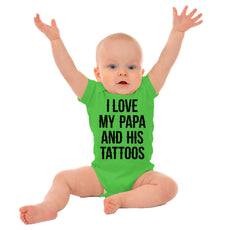I Love Papa And Tattoos Romper Bodysuit-Direct To Garment Print-Brisco Baby