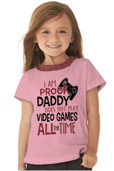 Daddy Plays Video Games Toddler Ruffled Trim T-Shirt-Direct To Garment Print-Brisco Baby