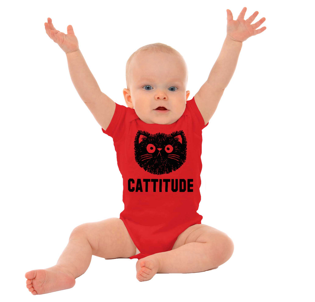 Cattitude Romper Bodysuit-Direct To Garment Print-Brisco Baby