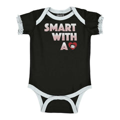 Smart With A Heart Baby Ruffled Trim Romper-Direct To Garment Print-Brisco Baby