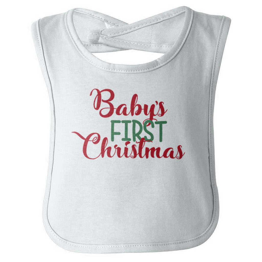 Baby's First Christmas Infant Baby Bib-Direct To Garment Print-Brisco Baby
