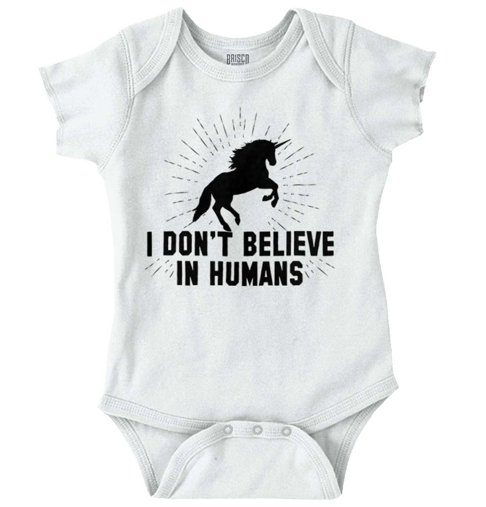 Don't Believe In Humans Romper Bodysuit-Direct To Garment Print-Brisco Baby