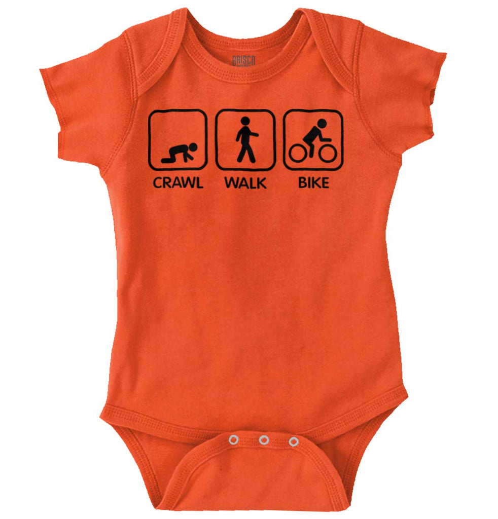 Crawl Walk Bike Romper Bodysuit-Direct To Garment Print-Brisco Baby