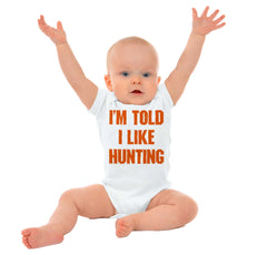 Im Told I Like Hunting Romper Bodysuit-Direct To Garment Print-Brisco Baby