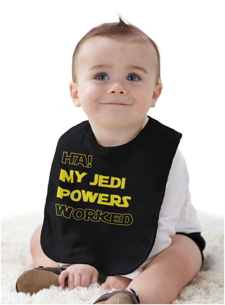 Jedi Powers Worked Infant Baby Bib-Direct To Garment Print-Brisco Baby