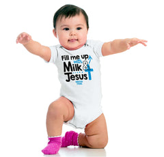 Milk And Jesus Romper Bodysuit-Direct To Garment Print-Brisco Baby