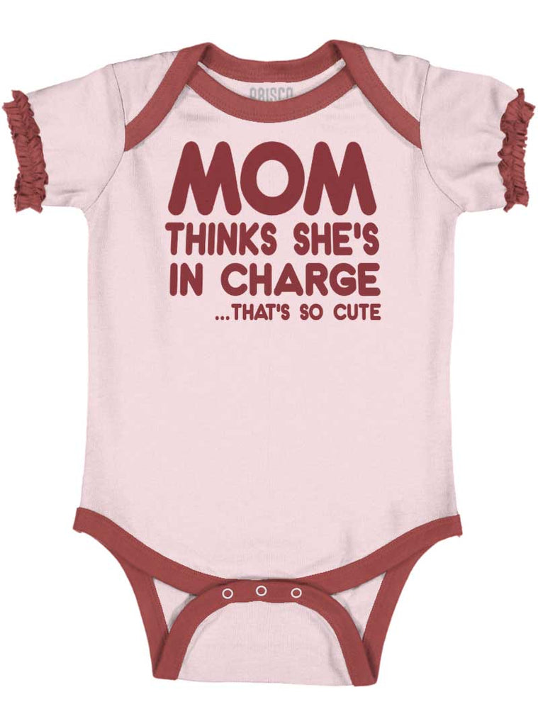 In Charge Baby Ruffled Trim Romper-Direct To Garment Print-Brisco Baby