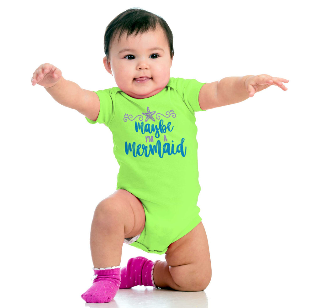 Maybe I'm A Mermaid Romper Bodysuit-Direct To Garment Print-Brisco Baby
