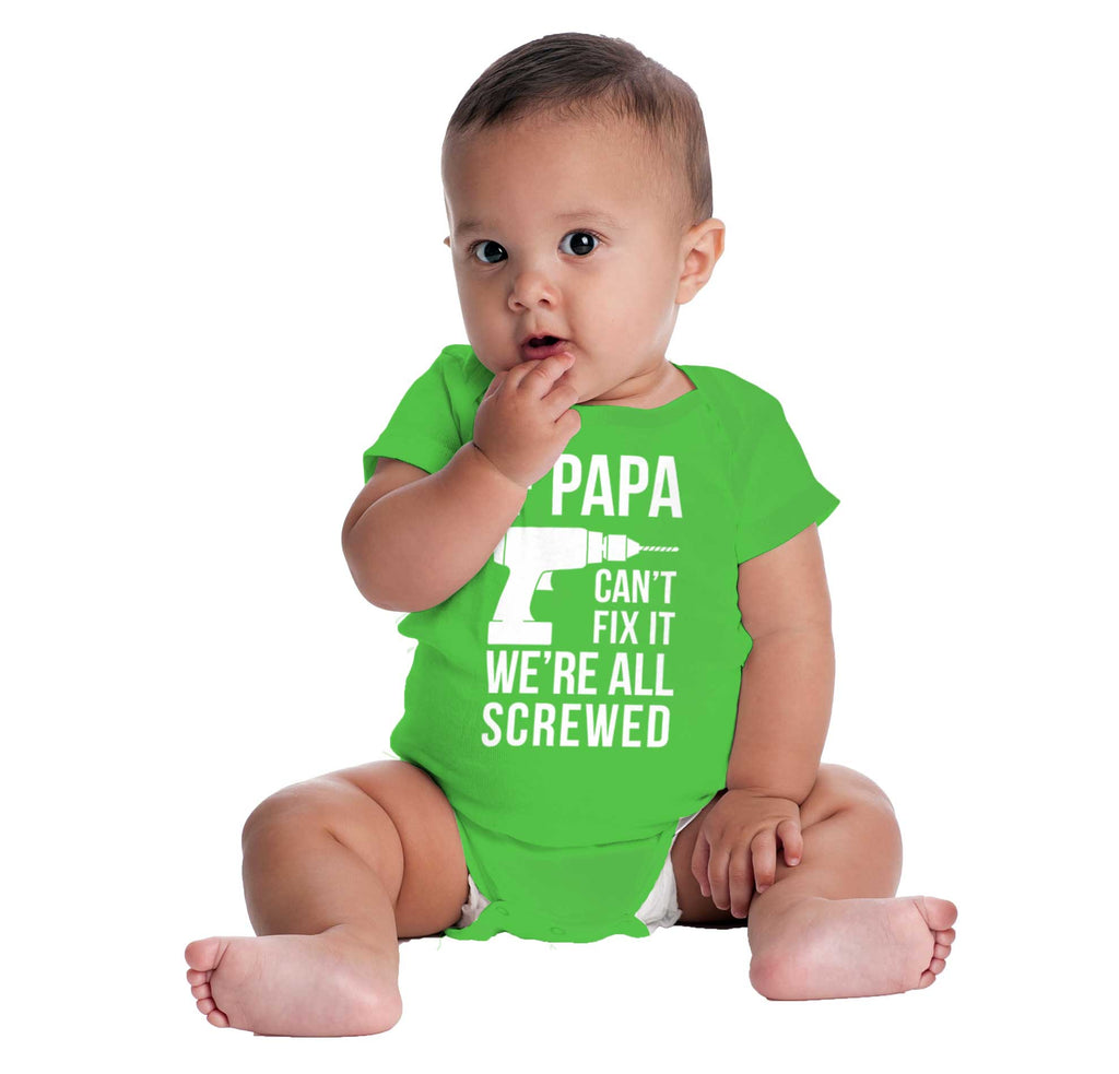 Papa Can't Fix We're Screwed Romper Bodysuit-Direct To Garment Print-Brisco Baby