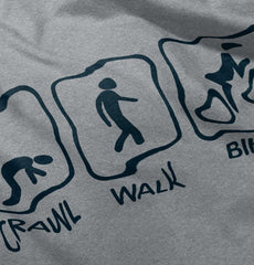 Crawl Walk Bike Raglan Romper Bodysuit-Direct To Garment Print-Brisco Baby