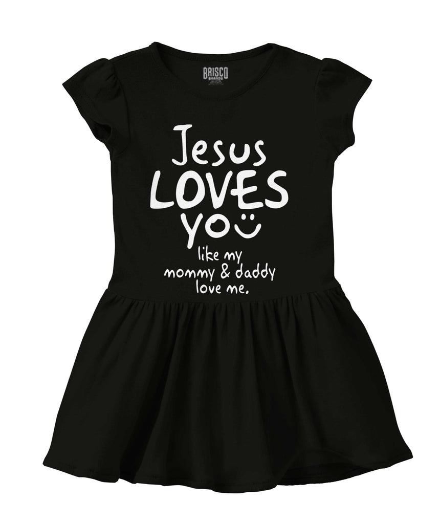 Jesus Loves You Solid Baby Infant Dress-Direct To Garment Print-Brisco Baby