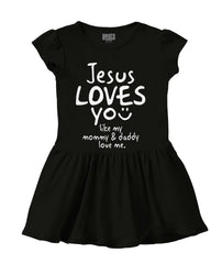 Jesus Loves You Solid Baby Infant Dress-Direct To Garment Print-Brisco Baby