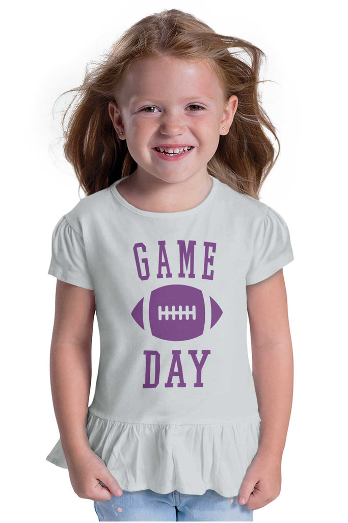 Game Day Toddler Ruffle Bottom Tee-Direct To Garment Print-Brisco Baby