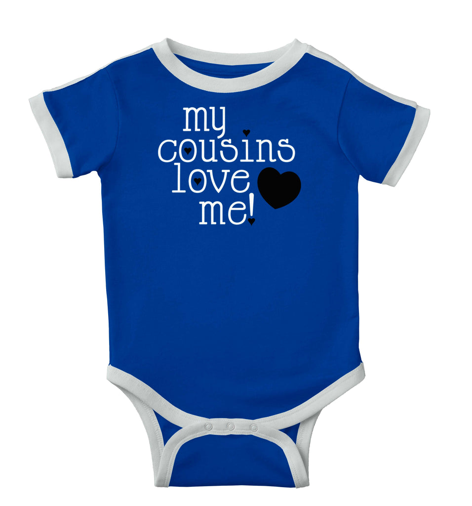 Cousins Love Me Ringer Romper Bodysuit-Direct To Garment Print-Brisco Baby