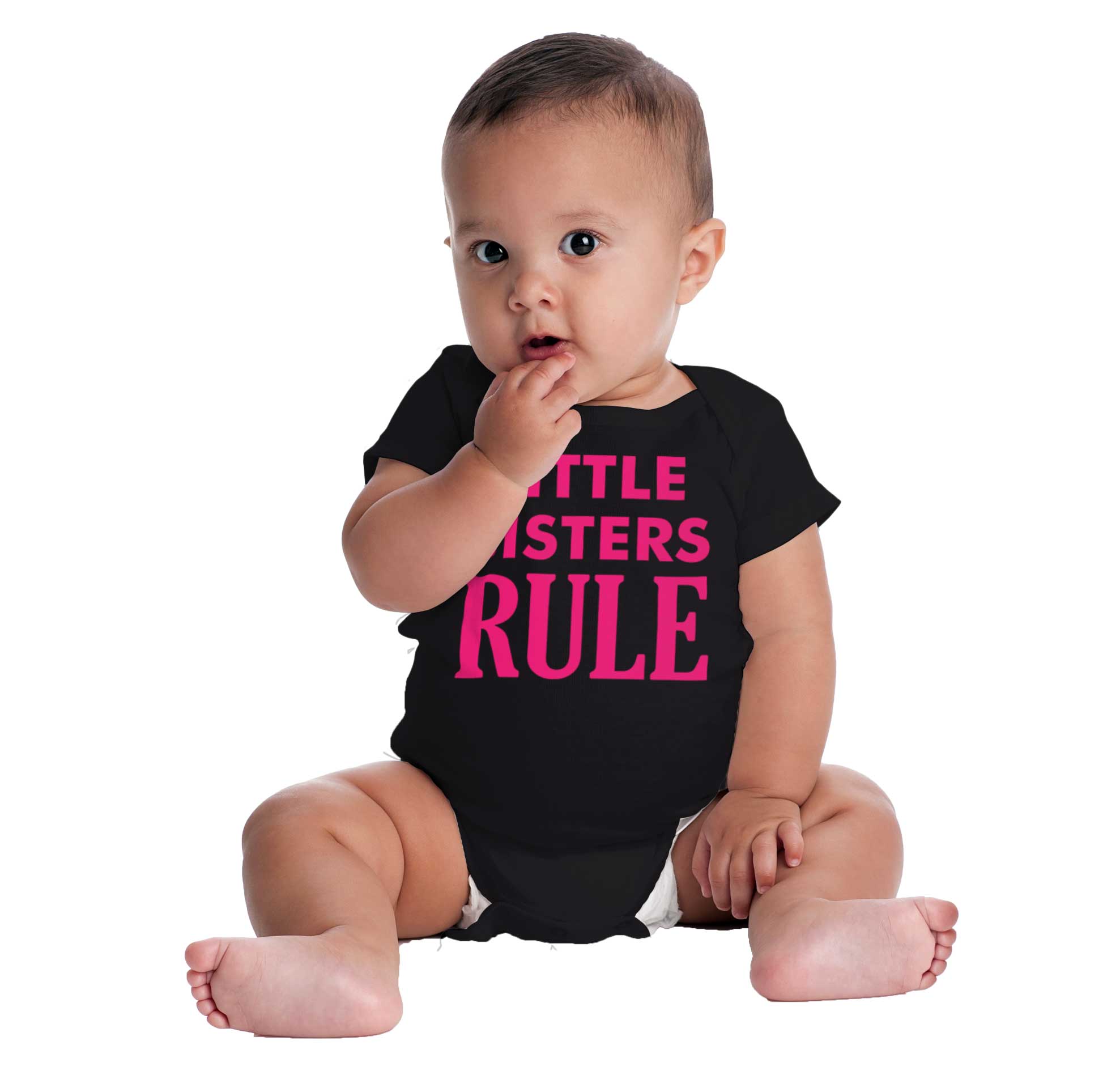 Little Sisters Rule Romper Bodysuit-Direct To Garment Print-Brisco Baby