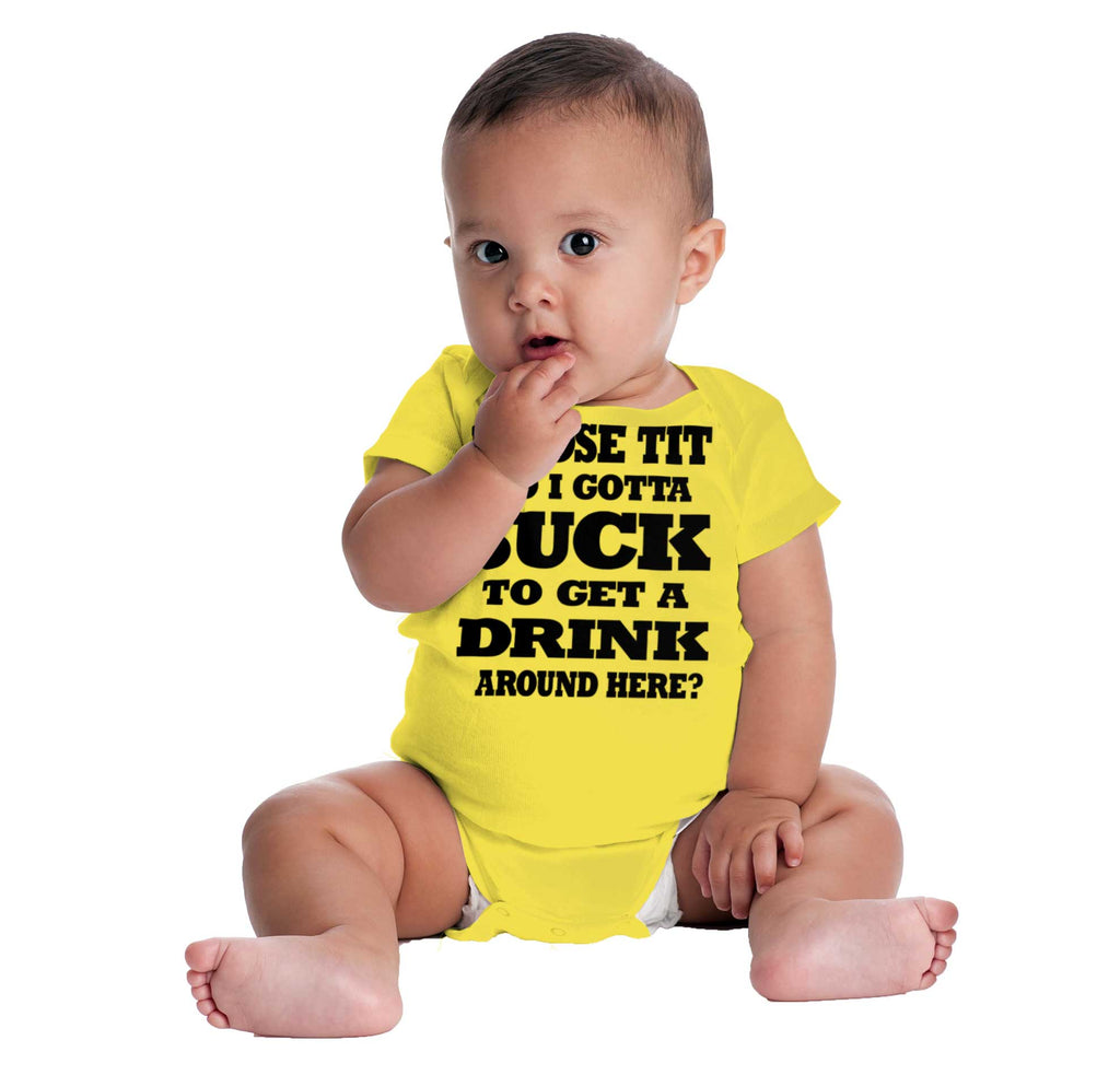 Get A Drink Romper Bodysuit-Direct To Garment Print-Brisco Baby