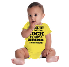 Get A Drink Romper Bodysuit-Direct To Garment Print-Brisco Baby
