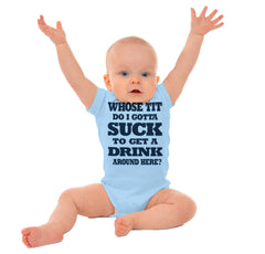 Get A Drink Romper Bodysuit-Direct To Garment Print-Brisco Baby