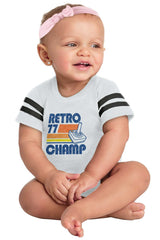 Retro 77 Champ Gamer Dragons Football Romper Bodysuit-Direct To Garment Print-Brisco Baby