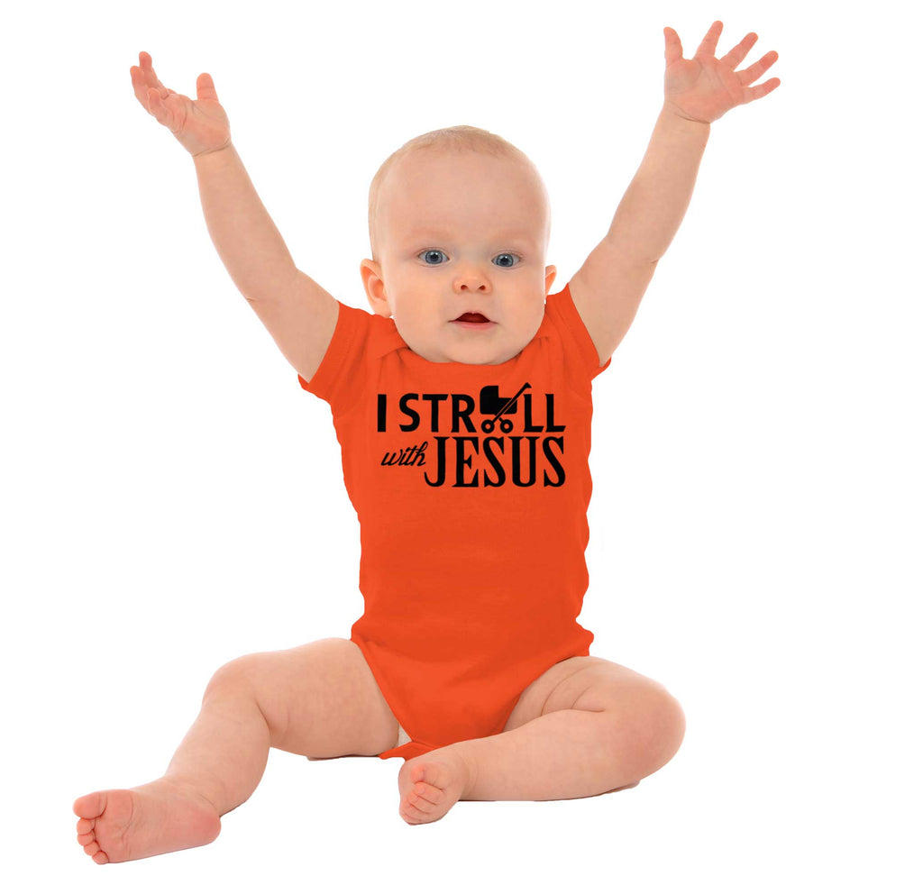 Stroll With Jesus Romper Bodysuit-Direct To Garment Print-Brisco Baby